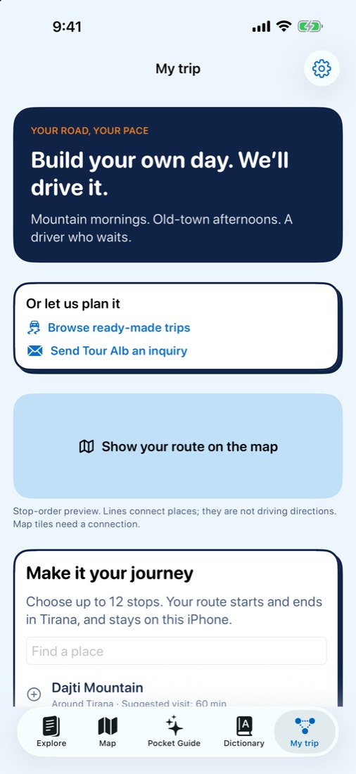 My trip: build your own day, we drive it