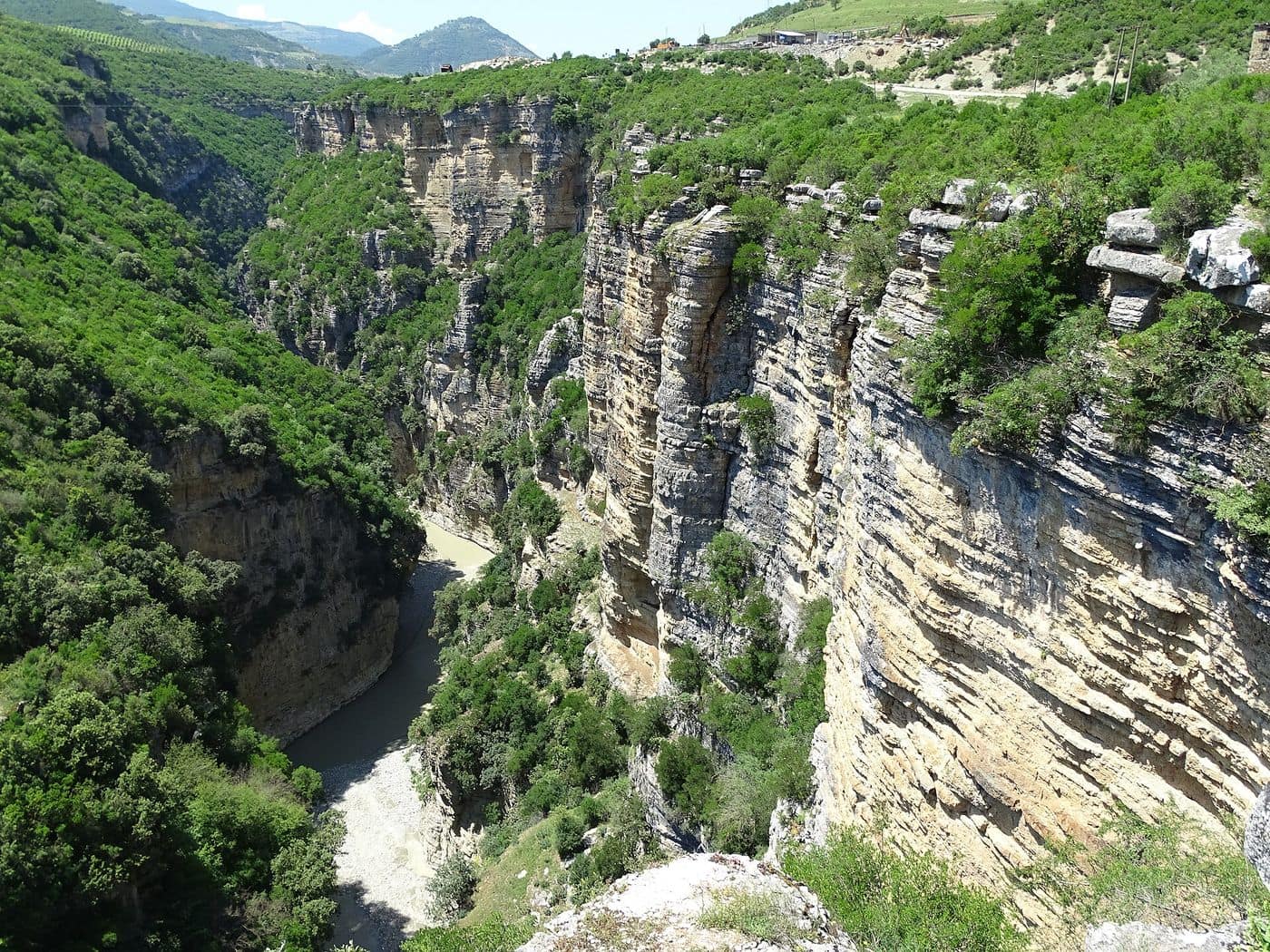 The Osumi canyon cut deep into the limestone of Skrapar